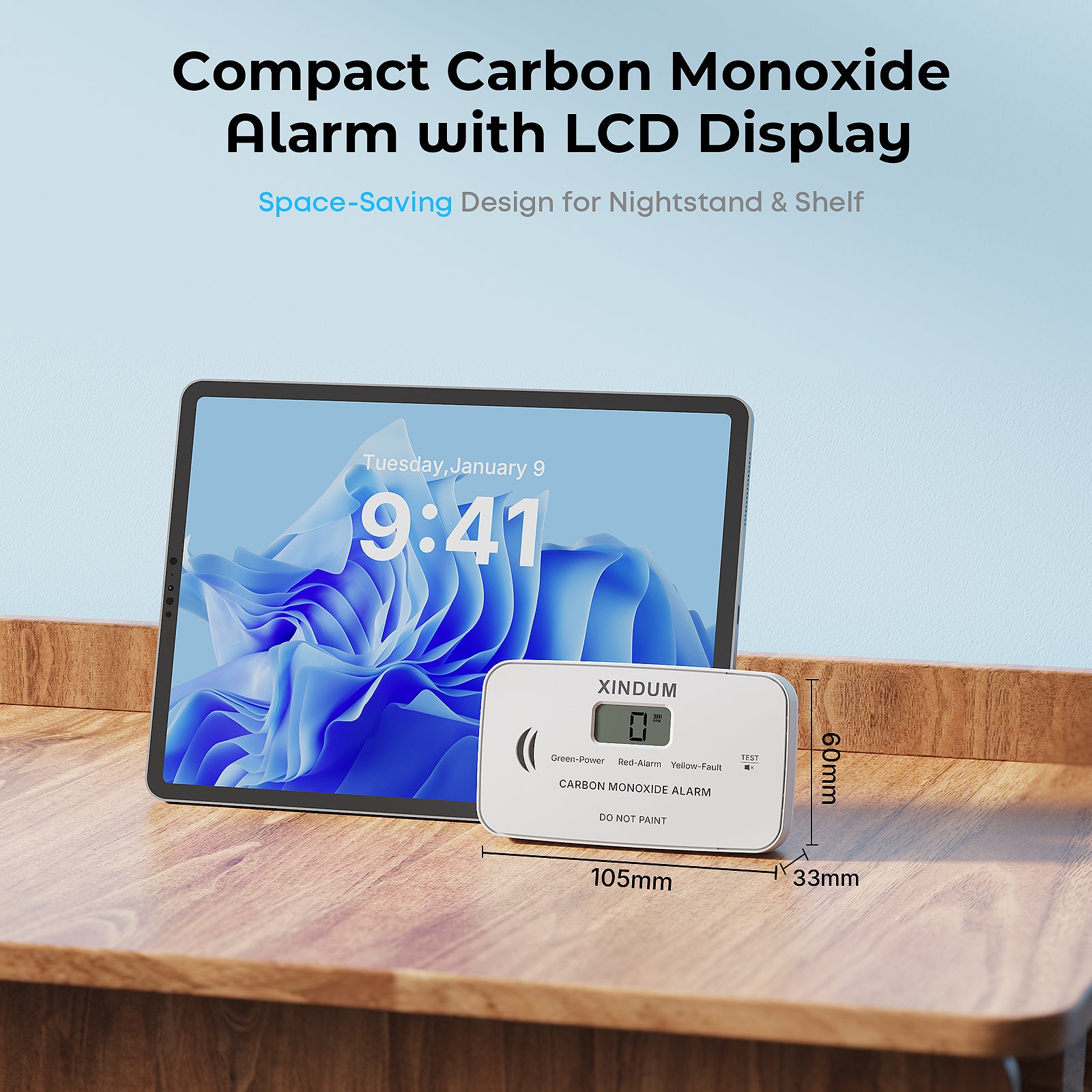 CO08 Standalone Carbon Monoxide Alarm | Replaceable Battery | SGS Certified