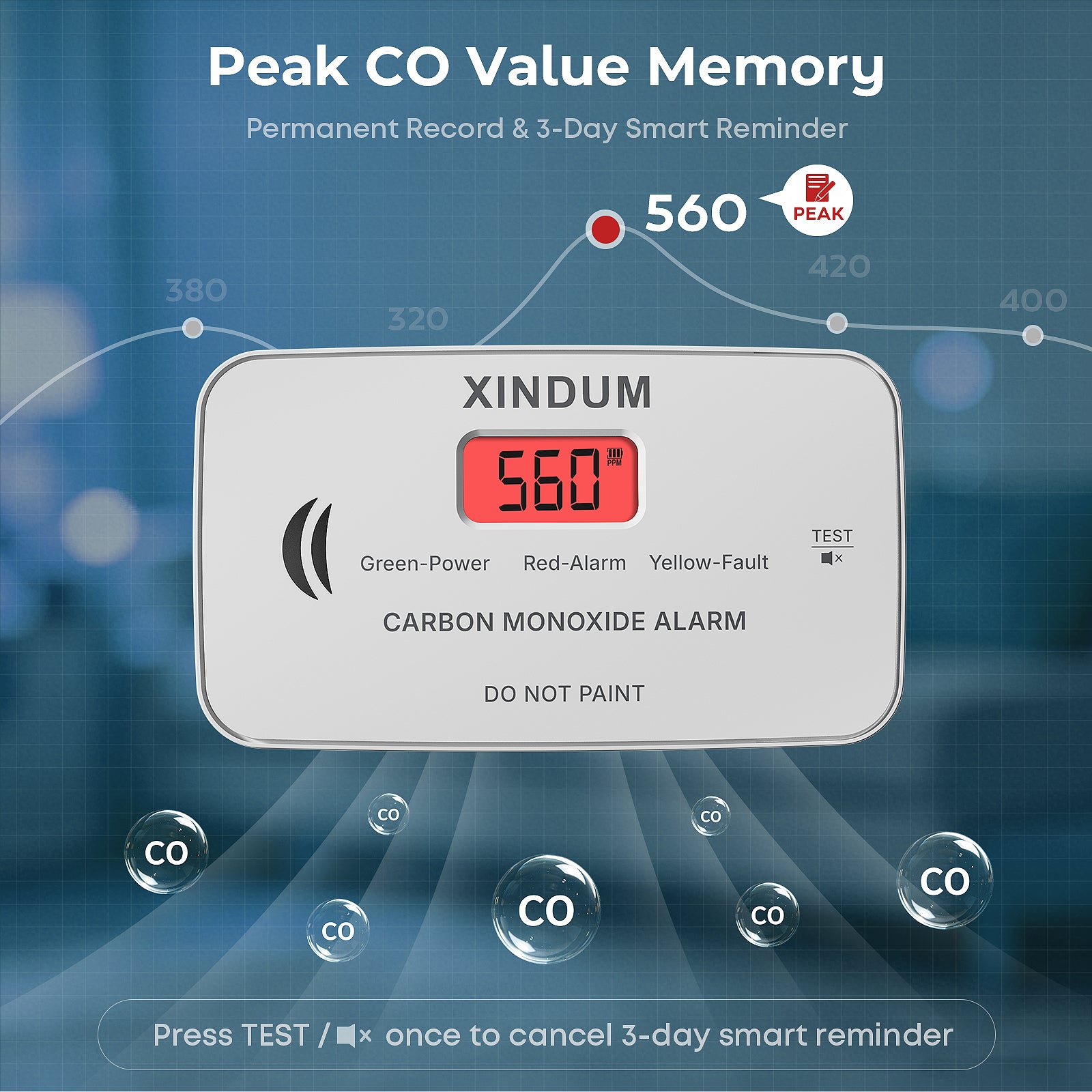 CO08 Standalone Carbon Monoxide Alarm | Replaceable Battery | SGS Certified
